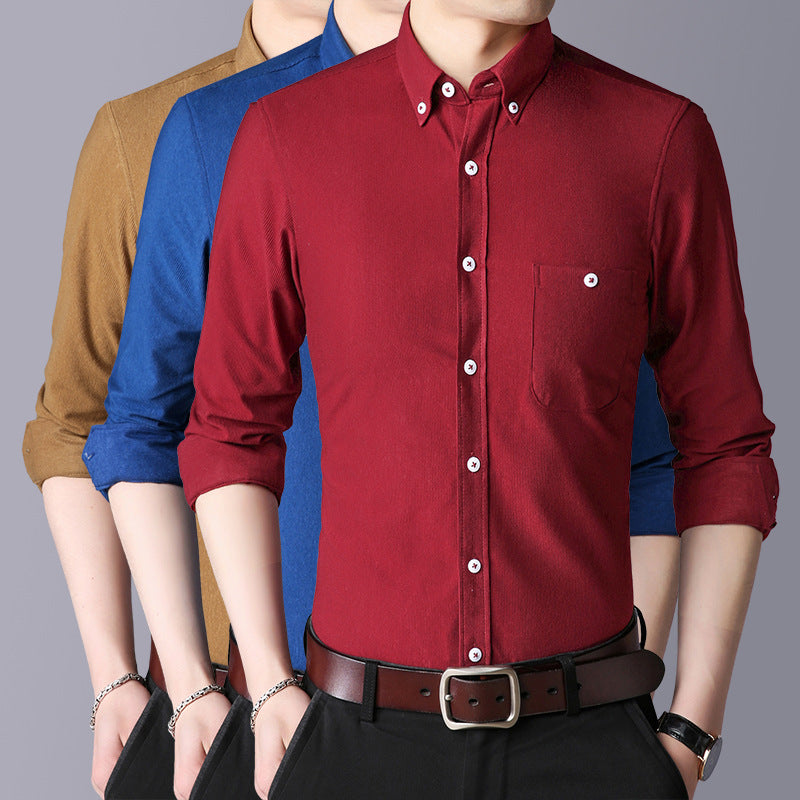 Men's long sleeve shirt with classic button-down collar Lisslune