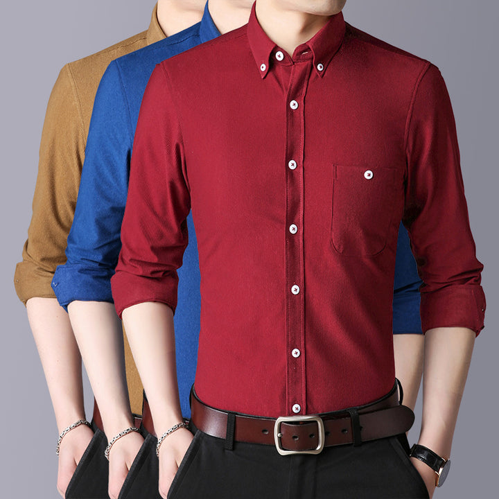 Men's long sleeve shirt with classic button-down collar Lisslune