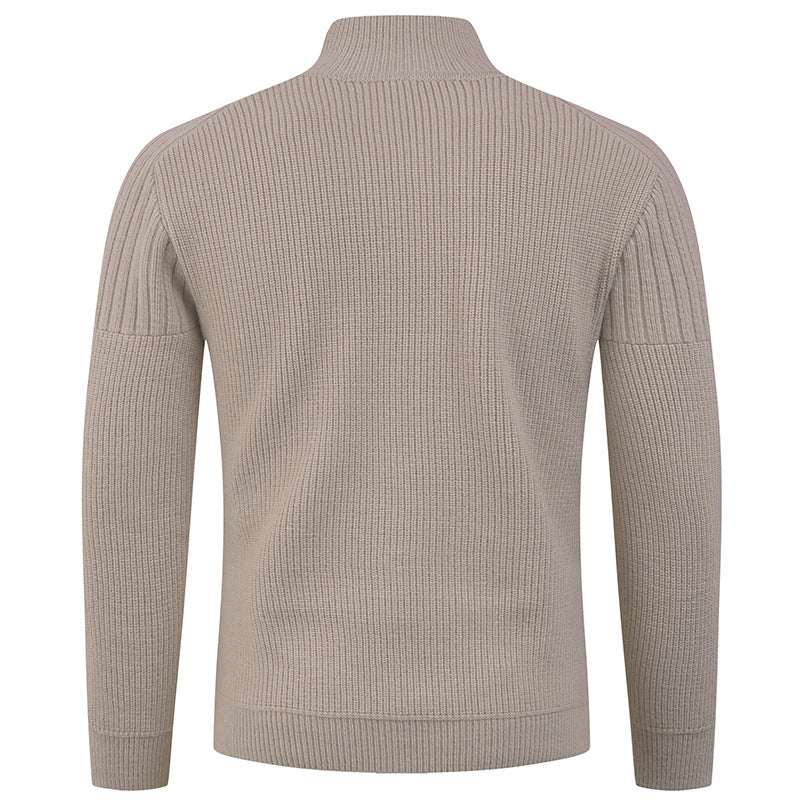 Men's knitted sweater with high collar and button details Lisslune