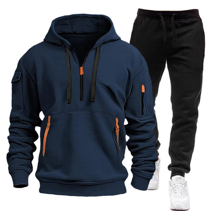 Men's sporty hooded sweatshirt with zipper and practical pockets Lisslune