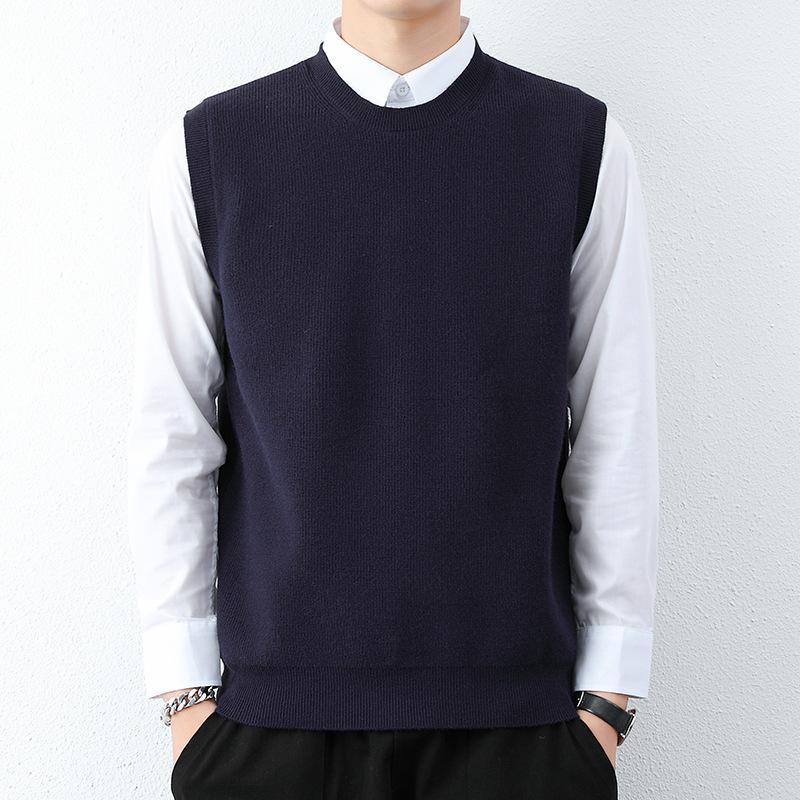 Men's Sleeveless Pullover with Fine Ribbed Structure Lisslune