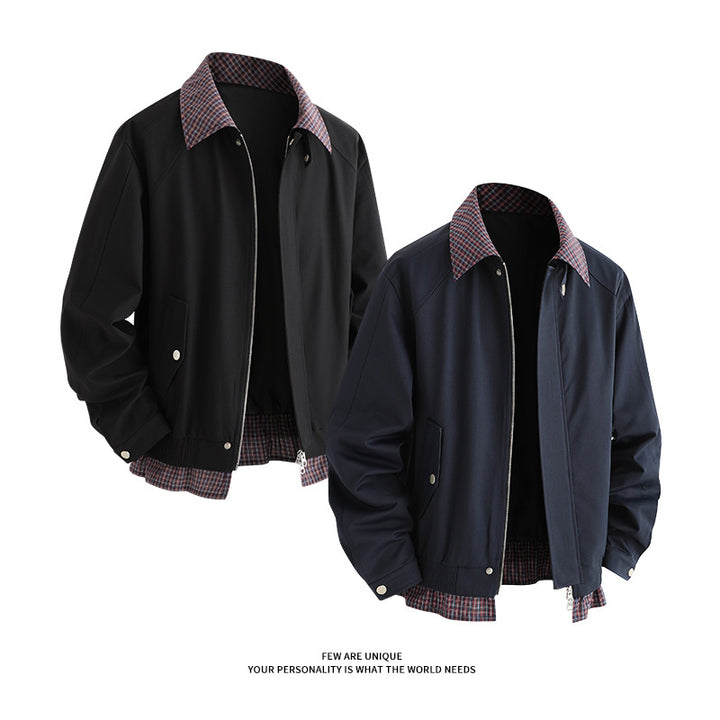 Men's fashionable transitional jacket with stylish checked lining Lisslune