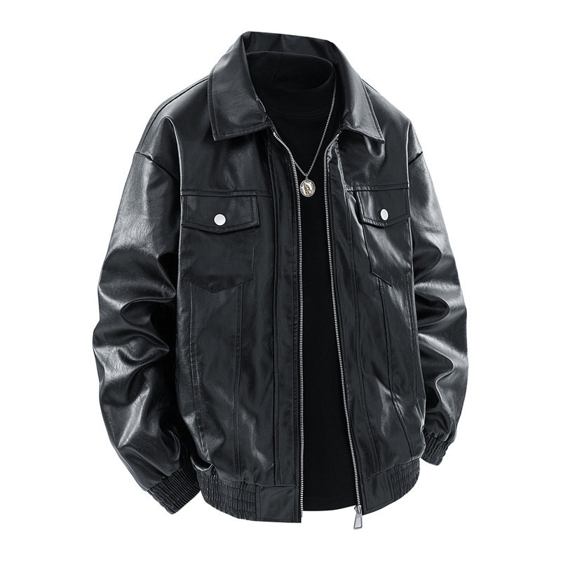 Men's Casual Synthetic Leather Jacket with Sporty Cut Lisslune