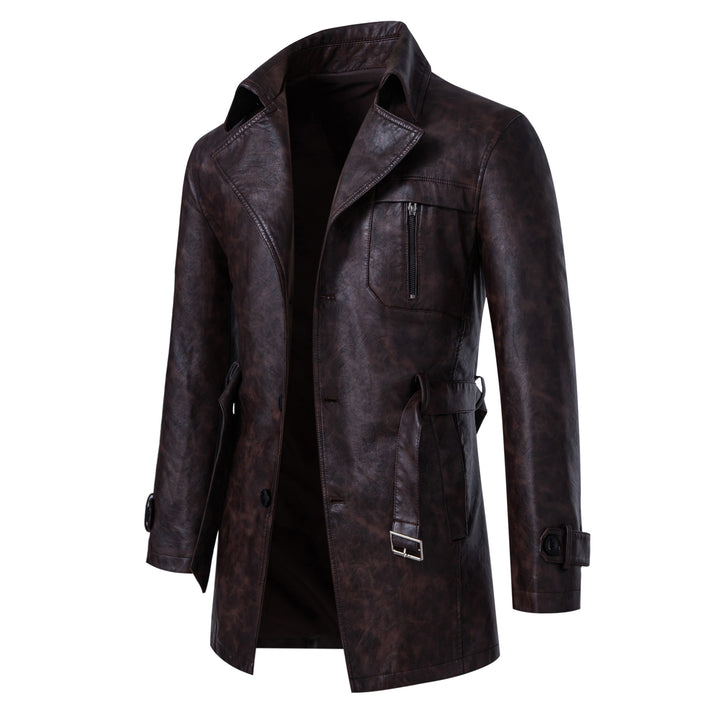 Men's stylish synthetic leather jacket with side zipper and stylish stand-up collar Lisslune