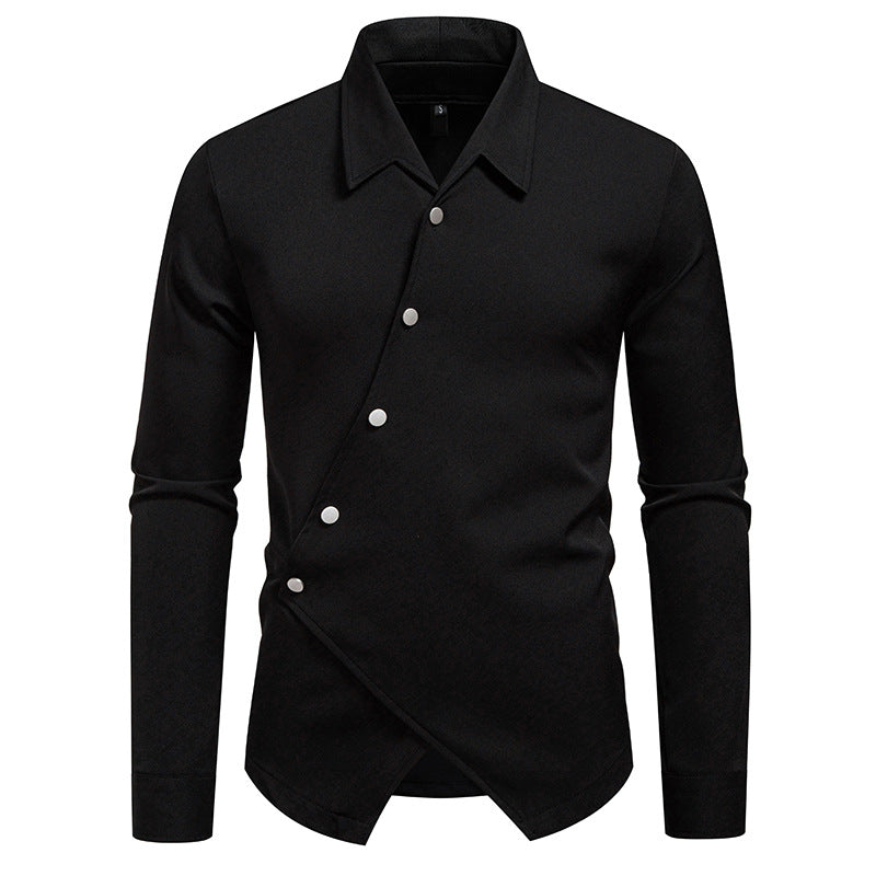 Men's Exclusive Shirt Blouse with Asymmetric Cut and Elegant Button Details Lisslune