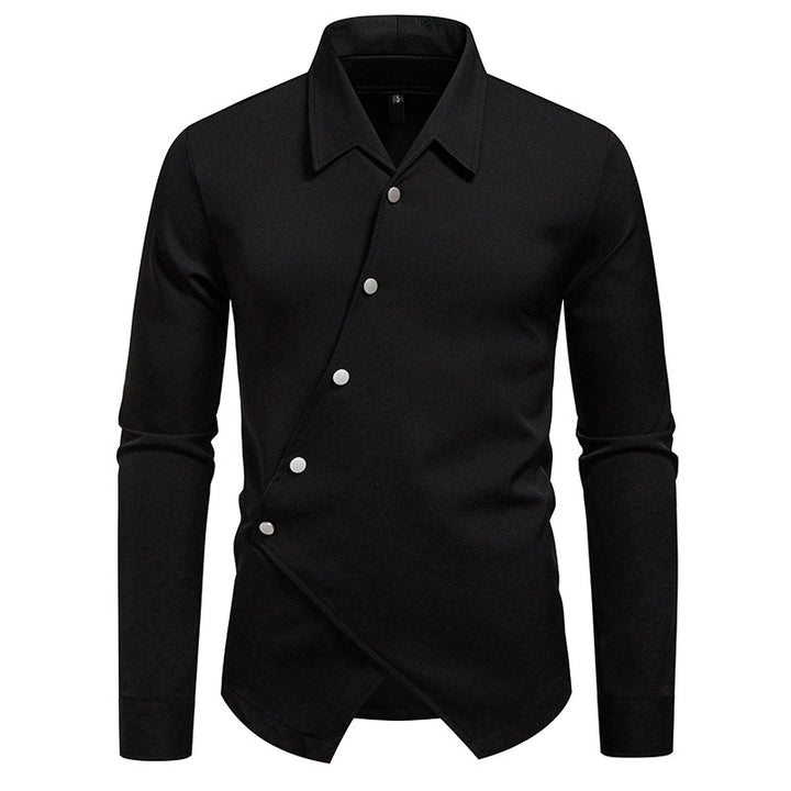 Men's Exclusive Shirt Blouse with Asymmetric Cut and Elegant Button Details Lisslune