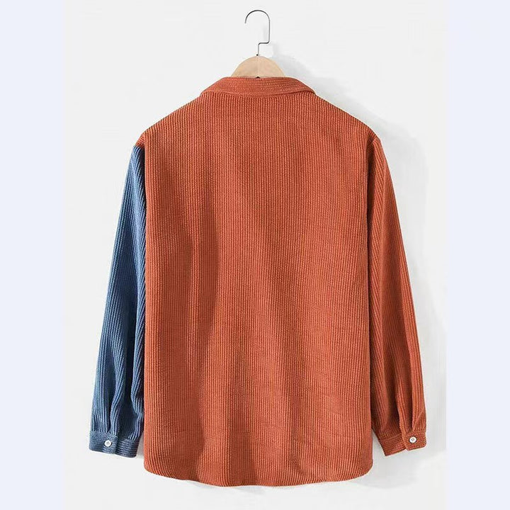 Men's cord shirt with textured fabric and patch breast pocket Lisslune