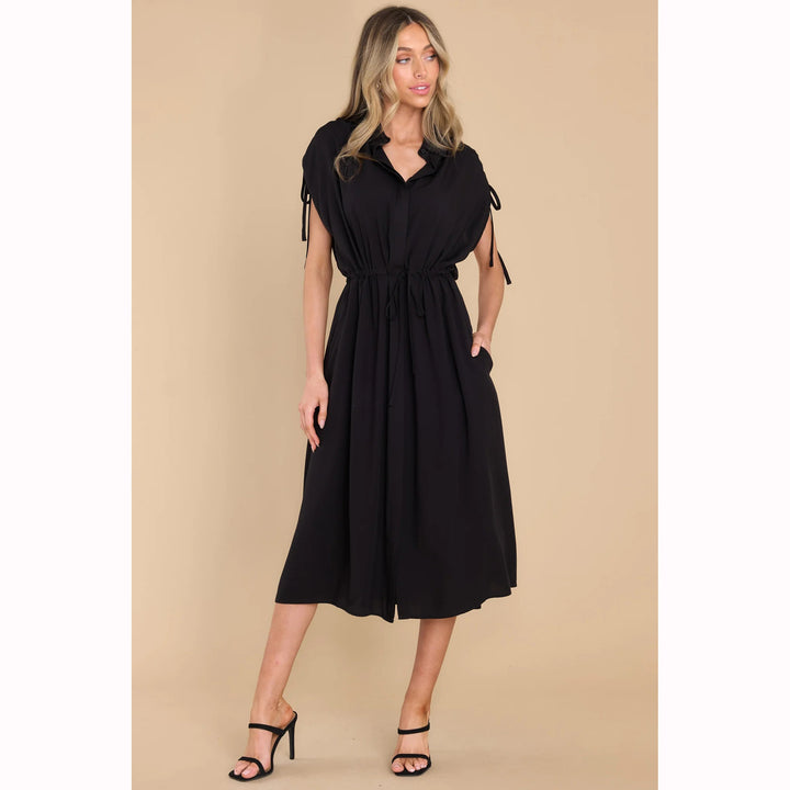 Women's shirt dress with elastic waistband and airy fit