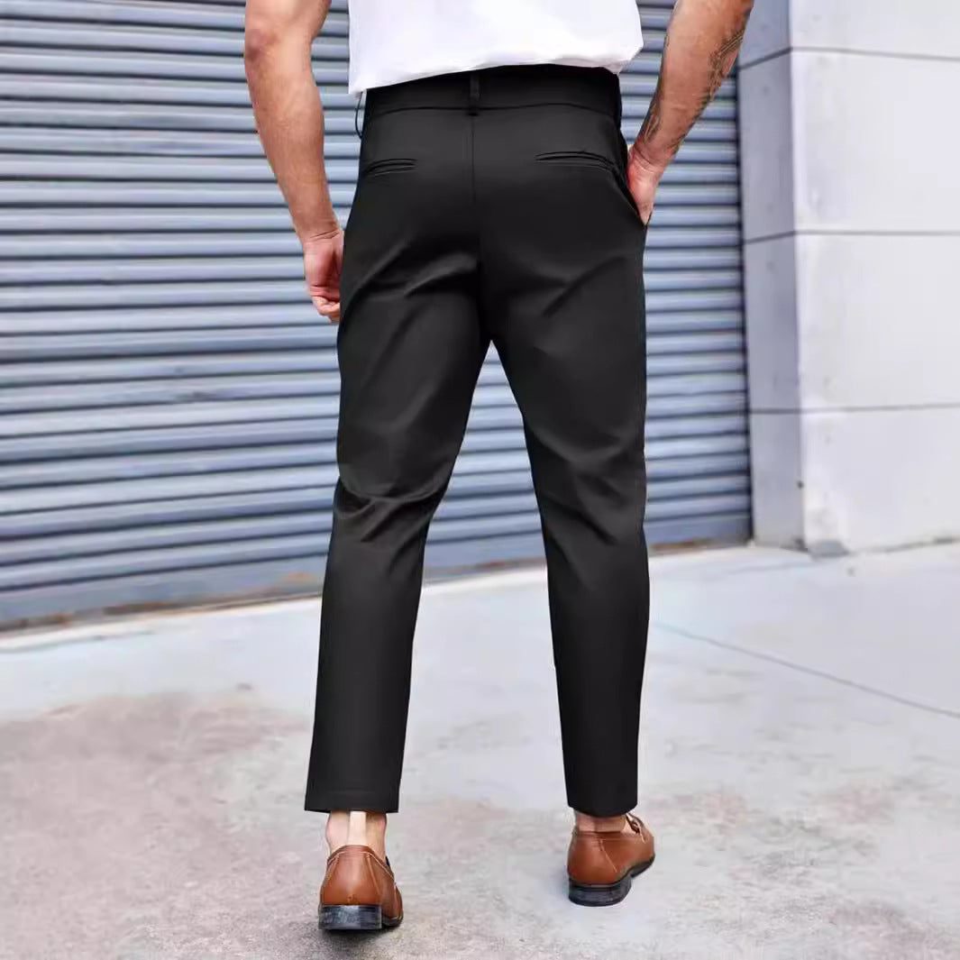 Men's Elegant Chino Pants with Elastic Waistband and Classic Cut Lisslune