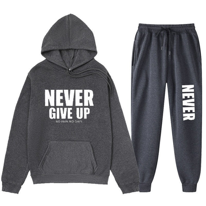 Women's training pullover and jogging pants in motif set with motivating print Lisslune