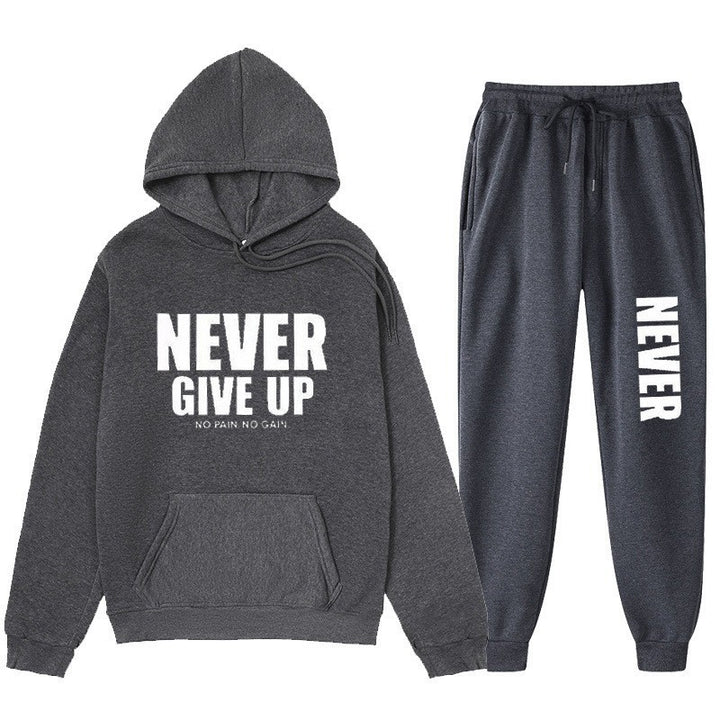 Women's training pullover and jogging pants in motif set with motivating print Lisslune