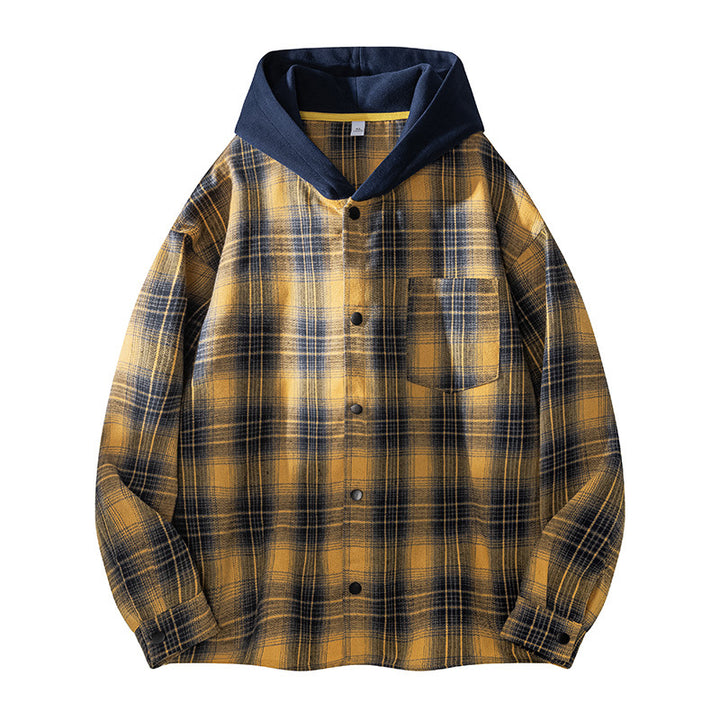 Men's casual shirt jacket with lined hood and check pattern Lisslune