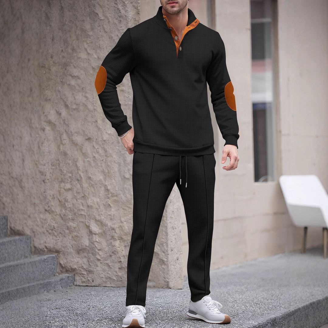 Men's sporty set with modern collar and elegant applications Lisslune