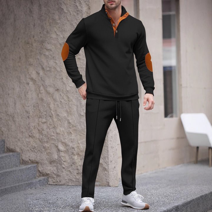 Men's sporty set with modern collar and elegant applications Lisslune