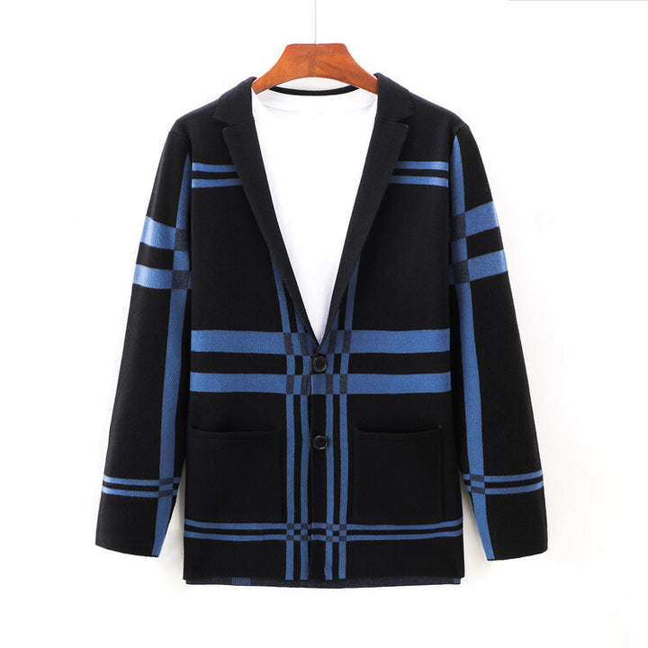 Men's fashionable cardigan with elegant check pattern Lisslune