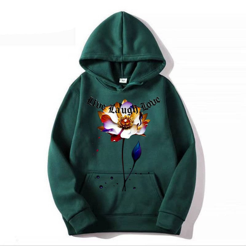 Women's Hoodie with Floral Artist Print Lisslune
