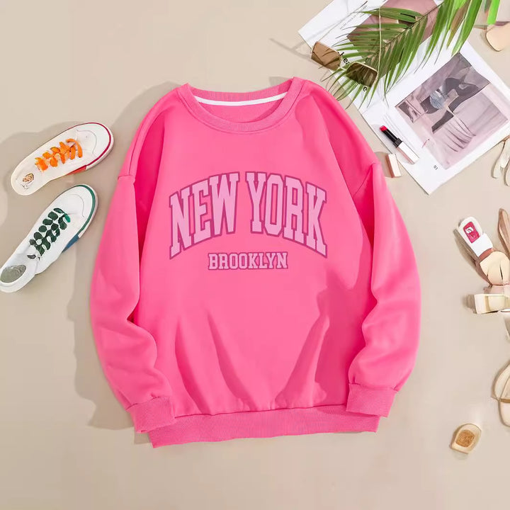 Women's casual sweater with striking NYC print Lisslune