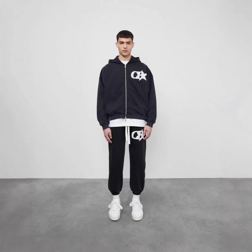 Men's hooded sweatshirt jacket with stylish logo and comfortable waistband Lisslune