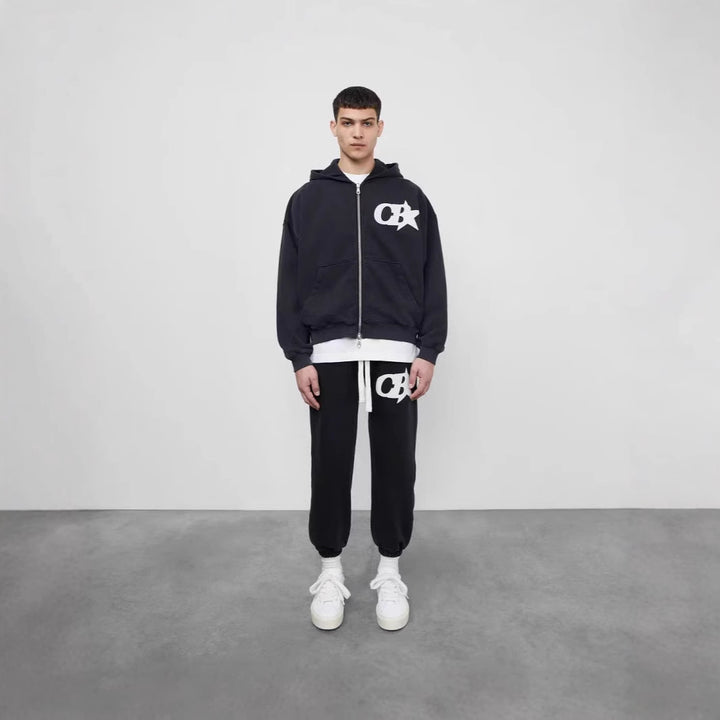 Men's hooded sweatshirt jacket with stylish logo and comfortable waistband Lisslune
