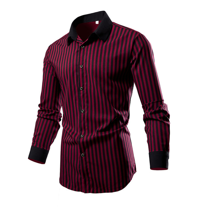 Men's long-sleeve shirt with a stylish striped pattern Lisslune