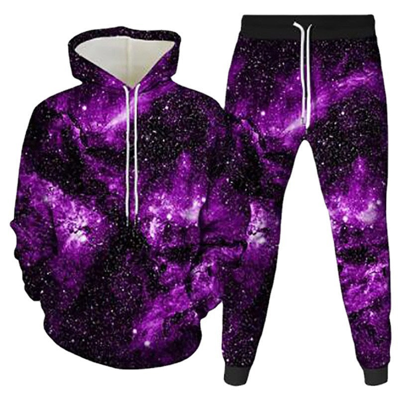 Men's hoodie and jogging pants set with modern graphic print Lisslune