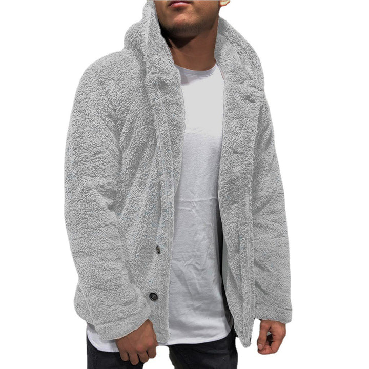 Men's Cozy Teddy Jacket with Wide Lapels and Practical Pockets Lisslune