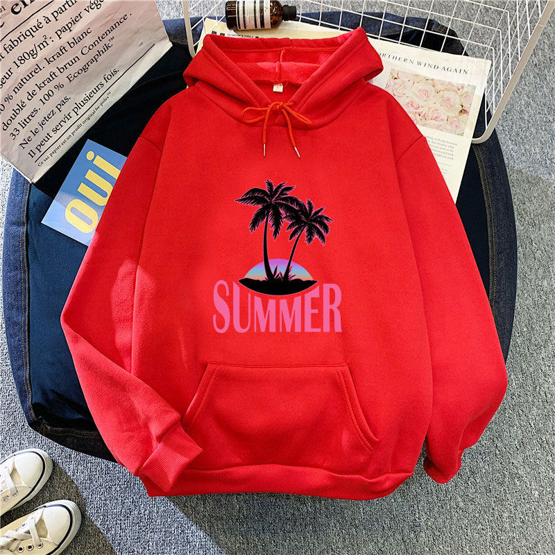 Women's hoodie with summer motif and tropical palm print Lisslune