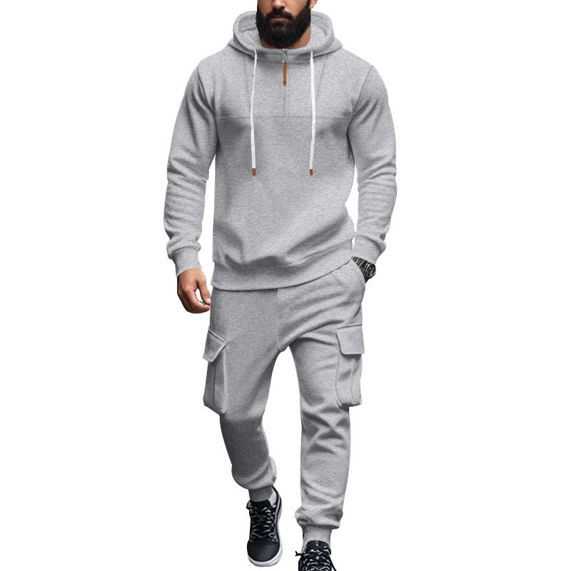 Men's sporty hoodie set with high collar and practical pockets Lisslune