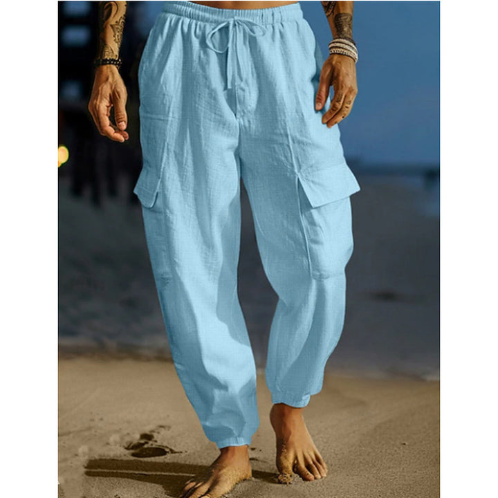 Men's cargo pants with elastic waistband and practical side pockets Lisslune