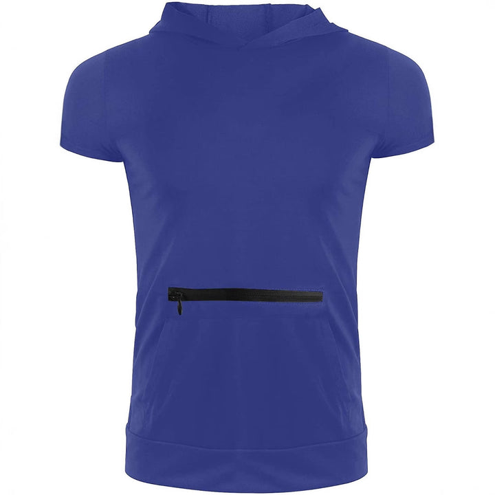 Men's Short Sleeve Hoodie with Practical Zipper Lisslune