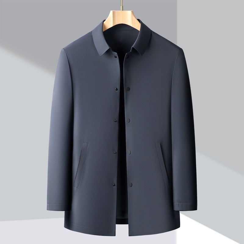 Men's Stylish Overcoat with Water-Repellent Coating and Practical Pockets Lisslune