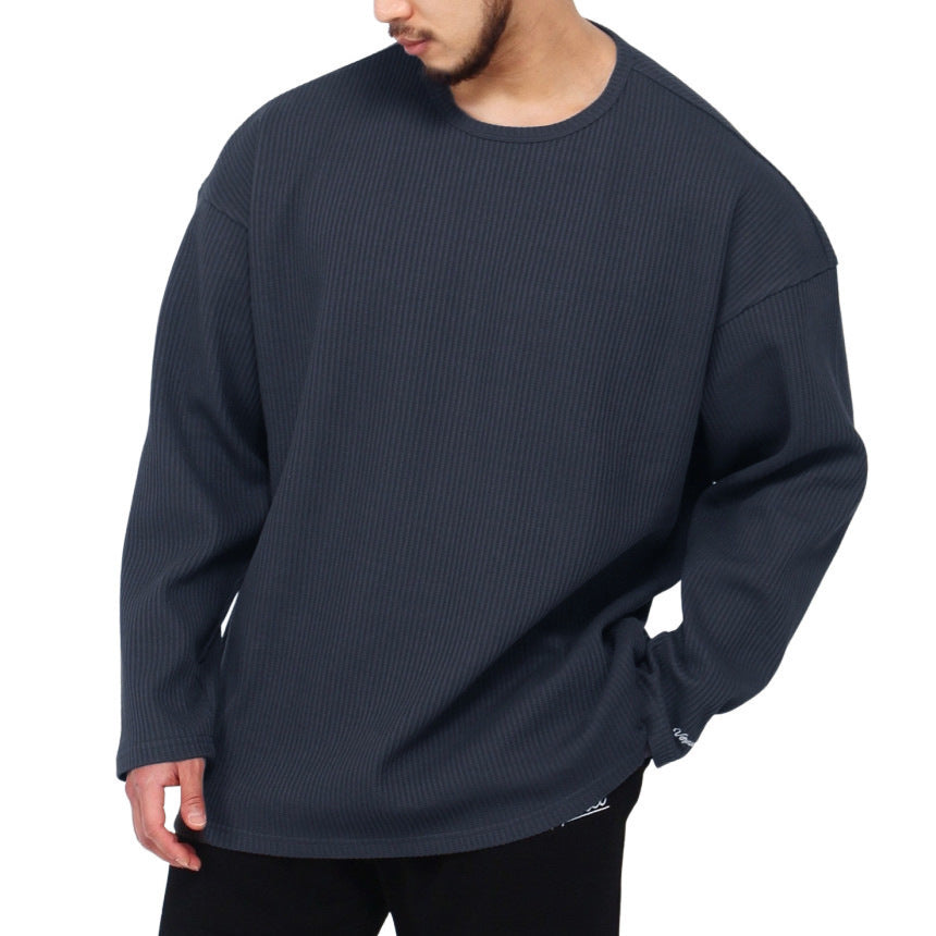 Men's long sleeve shirt with textured rib pattern and modern fit Lisslune