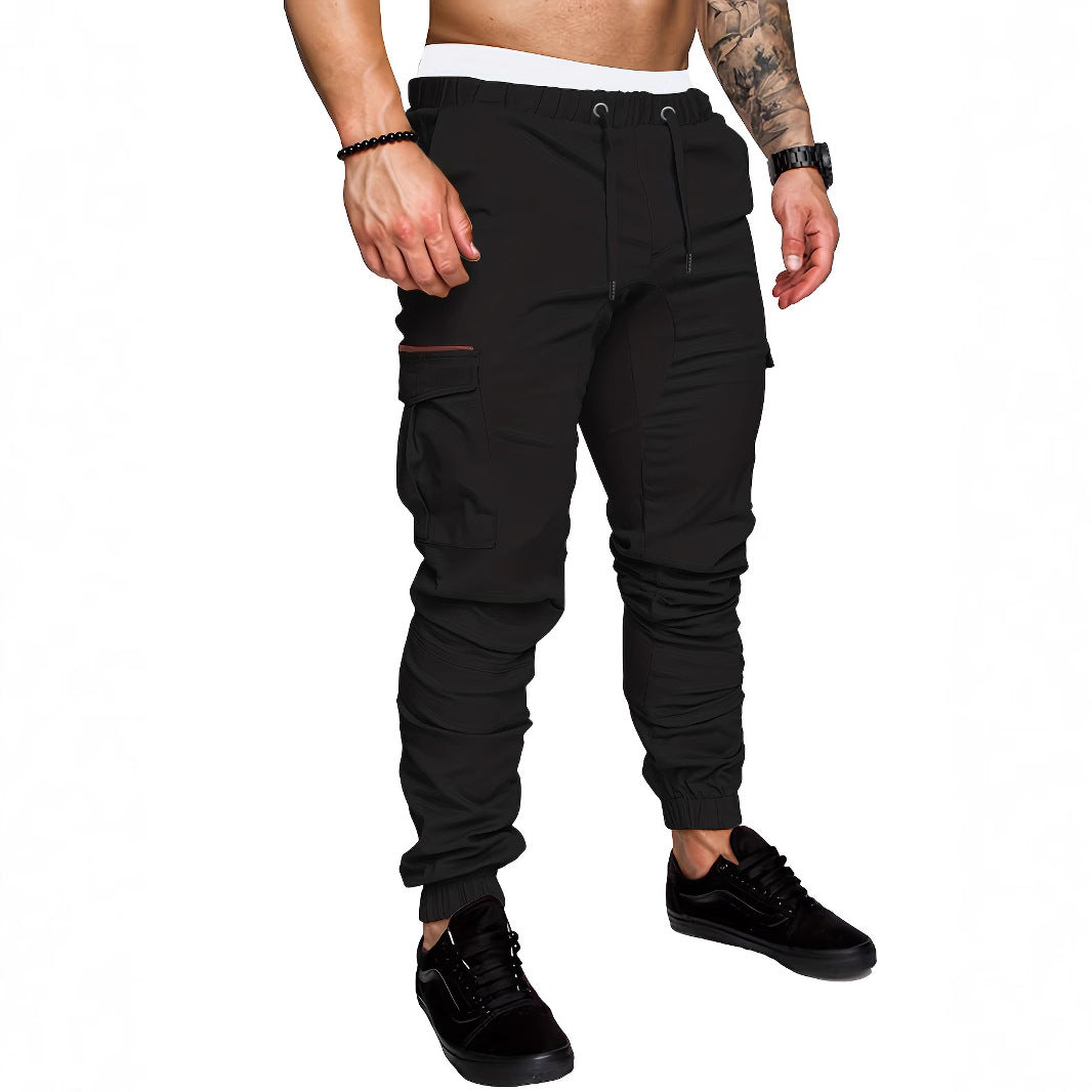 Men's Stylish Cargo Pants with Elastic Waistband and Practical Pockets Lisslune