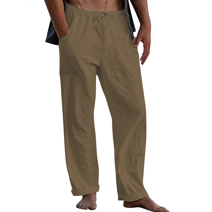 Men's Loose Linen Pants with Elastic Waistband and Versatile Pockets Lisslune