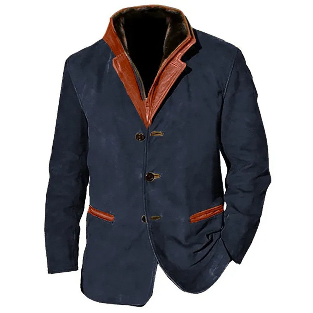 Men's elegant suede jacket with contrast details Lisslune