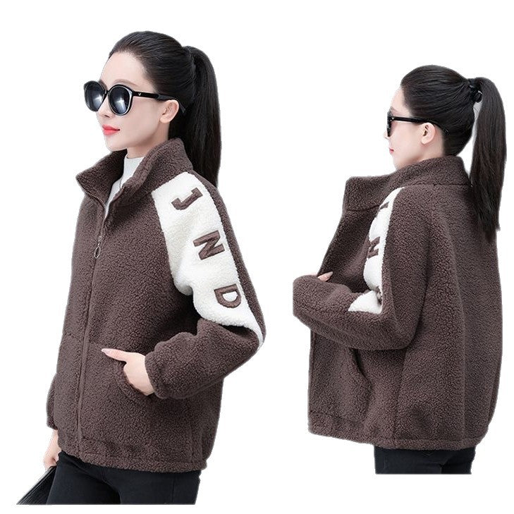 Women's fleece jacket with high collar and side pockets Lisslune