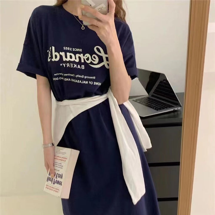 Women Casual Lounge Dress with Graphic Print and Comfortable Fit