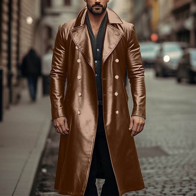 Men's Elegant and Shiny Trench Coat Lisslune