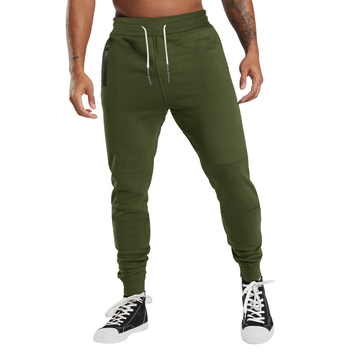 Men's Sporty Jogging Pants with Zipper and Elastic Waistband Lisslune