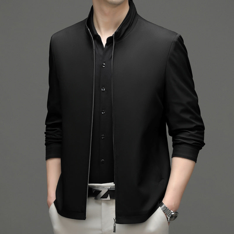 Men's Sporty Transitional Jacket with Modern Stand-Up Collar and Functional Pockets Lisslune