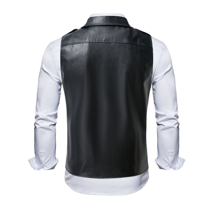 Men's casual biker jacket made of high-quality leather with asymmetrical zipper Lisslune