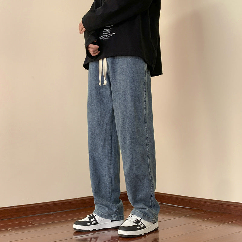 Men's casual denim pants with a comfortable cut and elastic waistband Lisslunes