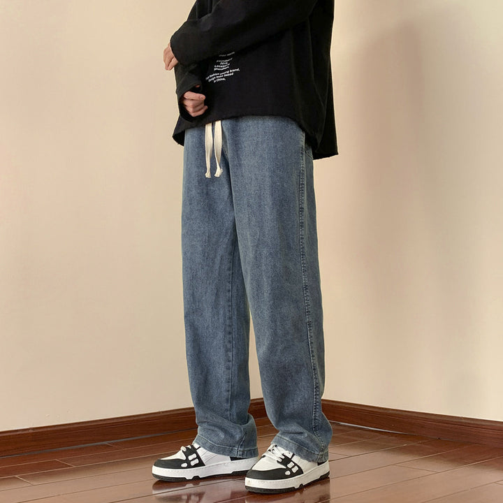 Men's casual denim pants with a comfortable cut and elastic waistband Lisslunes
