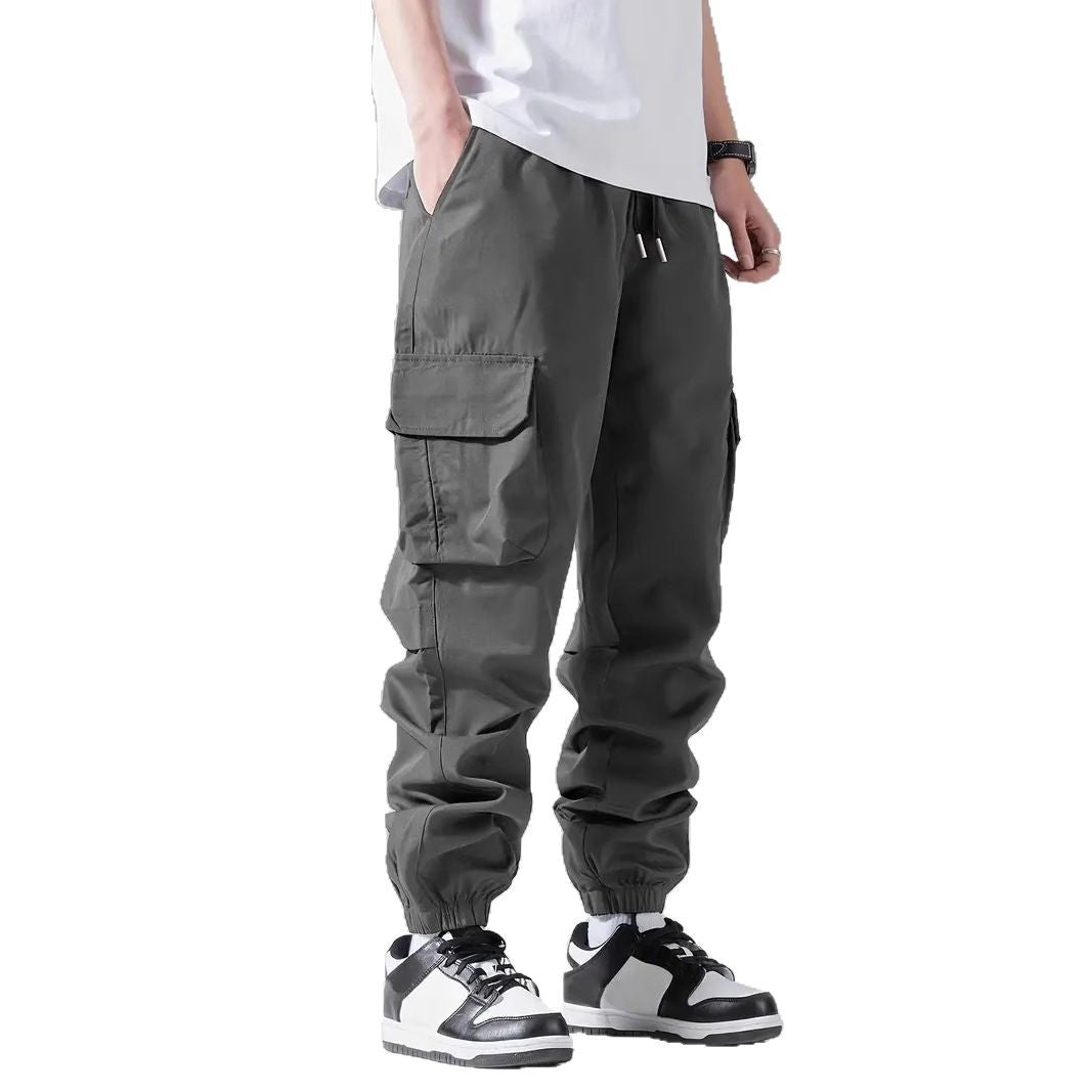 Men's cargo pants with elastic waistband and multifunctional pockets Lisslune