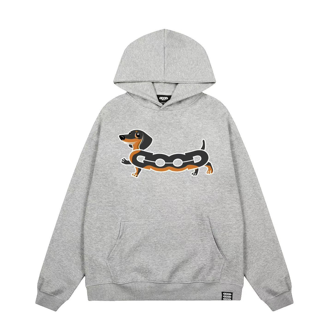Women's hooded sweatshirt with charming dog screen print Lisslune