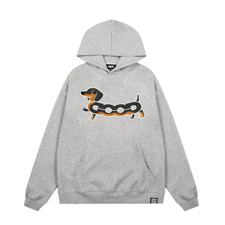 Women's hooded sweatshirt with charming dog screen print Lisslune