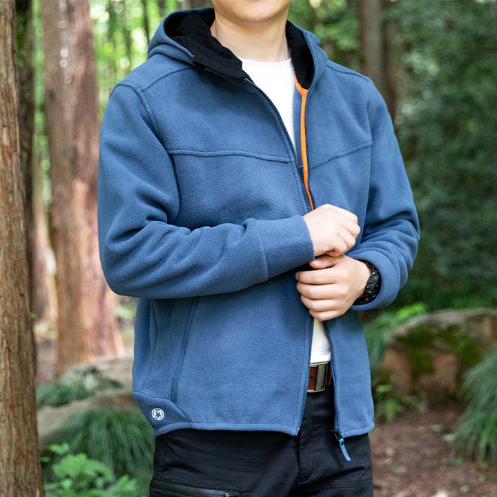 Men's Fleece Jacket with Practical Zipper and Hood Lisslune