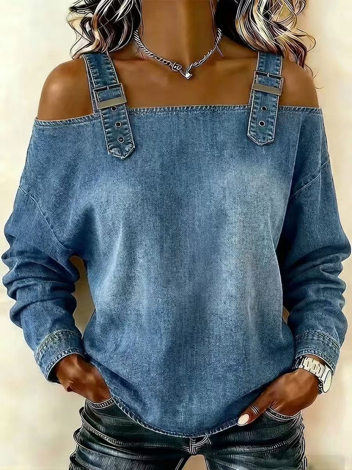 Women's casual sweatshirt with decorative shoulder details Lisslune