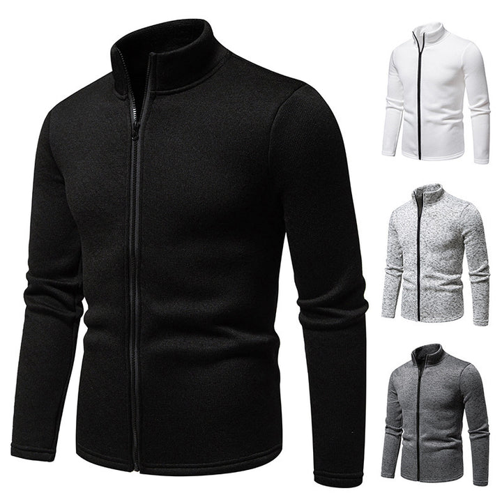 Men's fleece jacket with high collar and full-length zipper Lisslune
