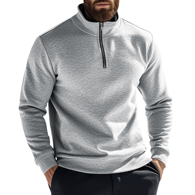Men's fleece pullover with high collar and half zipper Lisslune